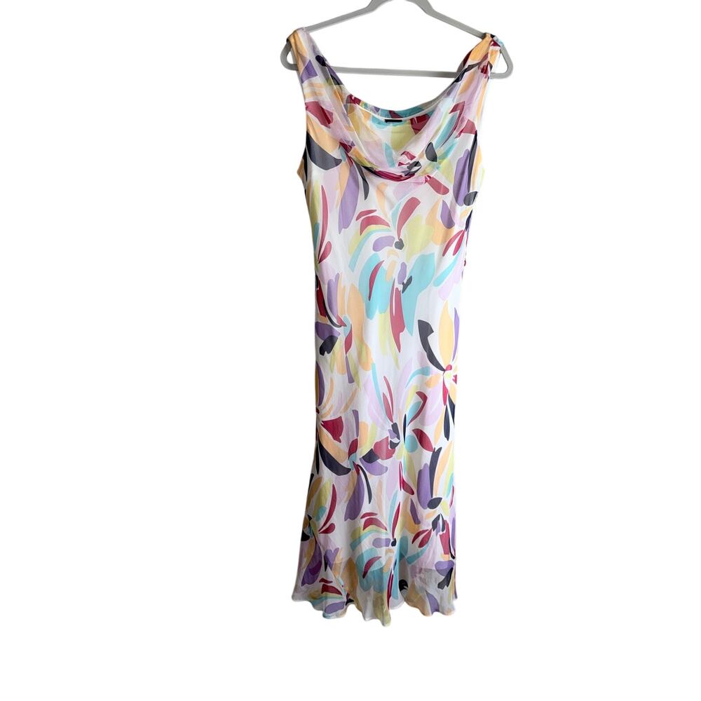 Due Per Due Veste white multi color confetti 100% silk midi dress medium salsa